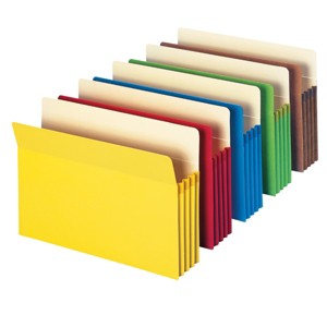 Smead File Pocket, Straight-Cut Tab, 3-1/2" Expansion, Legal Size, Assorted Colors, 5 per Pack (74892) - 1 of 4