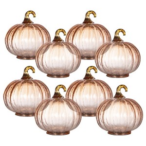 Whisen Set of 8, 4x4x5" Glass Pumpkin, Pumpkin Ornament Decor for Harvest Festival Fall Festival, Thanksgiving - 1 of 4