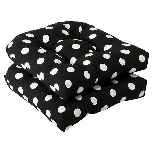 Outdoor 2-Piece Wicker Chair Cushion Set - Black/White Polka Dot, Black White