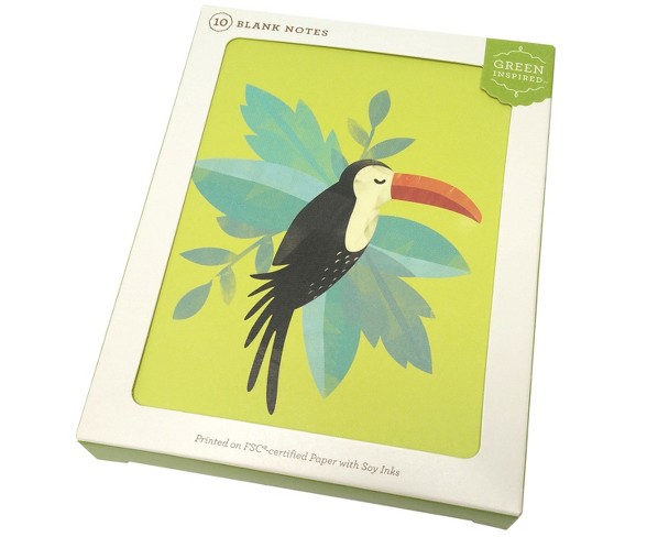 10ct Tropical Toucan Blank Notes - Green Inspired