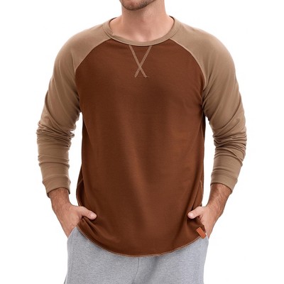 INSPIRE CHIC Men's Long Sleeve Tops Color Block Casual Raglan T-Shirt