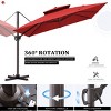 Pellebant 10.5FT Square Double Top Cantilever Umbrella Set Outdoor 360° Rotation 6 Heights Adjustable Offset Umbrella with Base - 4 of 4