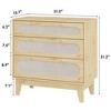 Rattan Nightstand with 3 Drawers, Modern Large Bedside Table Night Stand for Bedroom - 2 of 4
