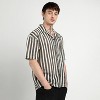 Campus Sutra Men Men's Midnight Black:Cream Oversized Candy Striped Shirt - 3 of 4