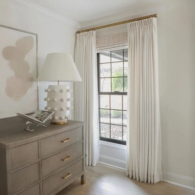 TWOPAGES Liz Collection Linen Blend Light Filtering Drape Pinch Pleat Unlined Curtains