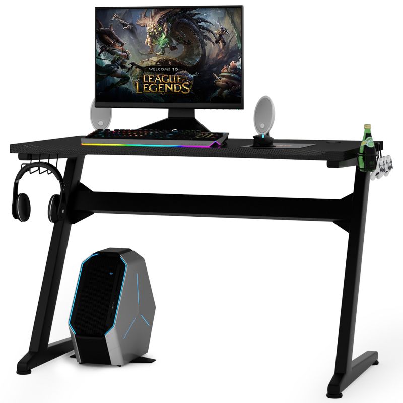 Gaming Desk Computer Studio Desk PC Table Z Shape Gamer Workstation w/Mousepad, 1 of 11
