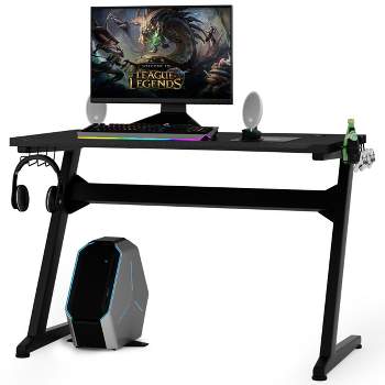 Gaming Desk Computer Studio Desk PC Table Z Shape Gamer Workstation w/Mousepad