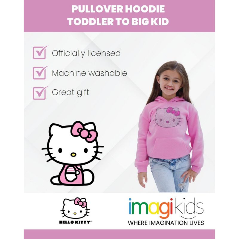 Hello Kitty Girls Fleece Pullover Hoodie Toddler to Big Kid, 3 of 6