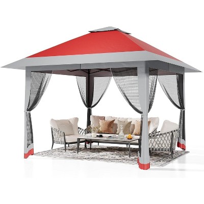 13x13 Pop Up Canopy Tent, Instant Portable Shelter for Outdoor Backyard Parties Heavy Duty Foldable Gazebo with Mosquito Netting with Carrying Bag