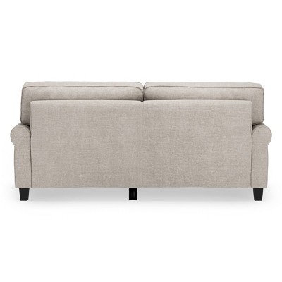 Copenhagen Light Gray 78" Microfiber Sofa with Rounded Arms and Removable Cushions