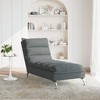 vidaXL Chaise Lounge with Cushions Dark Gray Fabric - 3 of 4