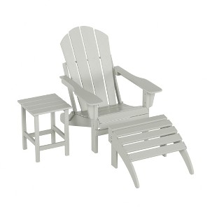 WestinTrends Malibu HDPE Outdoor Patio Folding Poly Adirondack Chair with Ottoman and Side Table (3-Piece) - 1 of 4