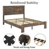 Lyngins Industrial Queen Size Bed Frame, Wood Platform Bed Frame with Headboard, Metal Frame & Solid Wood Slats, Large Under Bed Storage - 3 of 4