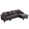 96.06" Modern PU Leather L-Shape Sectional Sofa with Reversible Chaise Lounge and Cup Holders - 3 of 4