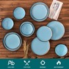 vancasso 12-Piece Black Matte Exterior Blue Kiln-Glazed Set - Curved Edge Ceramic Bowls & Plates - 4 of 4