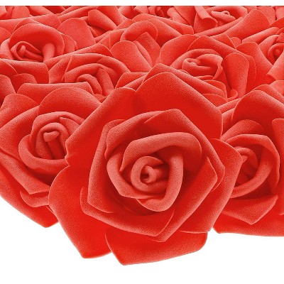 Juvale 100-Pack Artificial Rose Flower Heads for Wedding Decorations, Baby Showers, Crafts - Red, 3 Inches