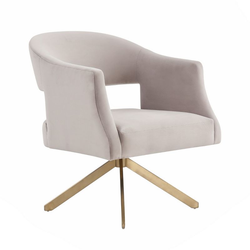 Quartz Swivel Accent Chair - Pale Taupe/Gold - Safavieh., 3 of 6