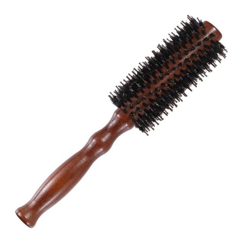 Unique Bargains Soft Nylon Bristle Round Curling Hair Twill Comb Brown, 1 of 7