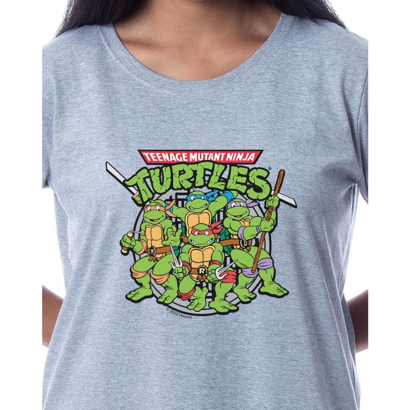 Teenage Mutant Ninja Turtles Women's Nightgown Sleep Pajama Shirt Grey, 2 of 5