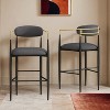 Barstools Set of 2, Counter Height Upholstered Bar Stools with Backs and Iron Legs for Kitchen Island - Leovsnove - 2 of 4