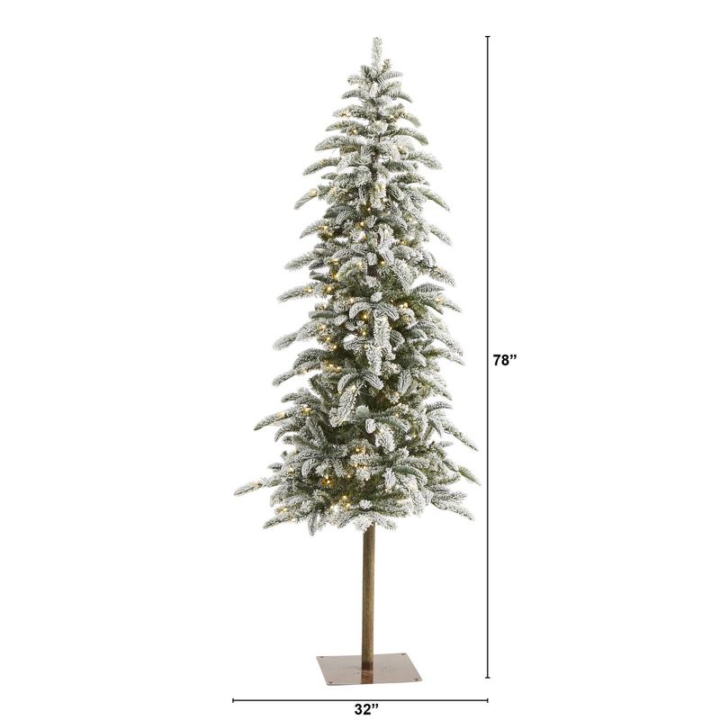 6.5ft Nearly Natural Pre-Lift LED Flocked Washington Alpine Artificial Christmas Tree White Warm Lights, 3 of 13
