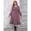 Clearlove Women's Plus Size Knit Textured Sweater Dresses Long Sleeve Loose Pleated Dress with Pockets - 2 of 4