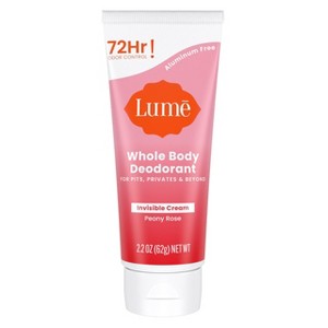 Lume Whole Body Women's Deodorant - Invisible Cream Tube - Aluminum Free - Peony Rose Scent - 2.2oz - 1 of 4