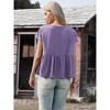 INSPIRE CHIC Women's Short Sleeve Casual Round Neck Ruffle Hem Flowy Spring Summer Blouses - 3 of 4