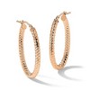 Black Bow Jewelry 3mm Crisscross Oval Hoop Earrings in 14k Rose Gold, 32mm (1 1/4 Inch) - 3 of 4