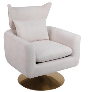 APRILSOUL Classic Mid-Century 360-degree Swivel Accent Chair, White Teddy Fabric - 1 of 4