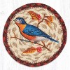 Earth Rugs Wildlife Bluebird Round Coaster – 7"x7" Braided Jute with Hand-Stenciled Bluebird, Rustic Nature-Inspired Design - 2 of 3