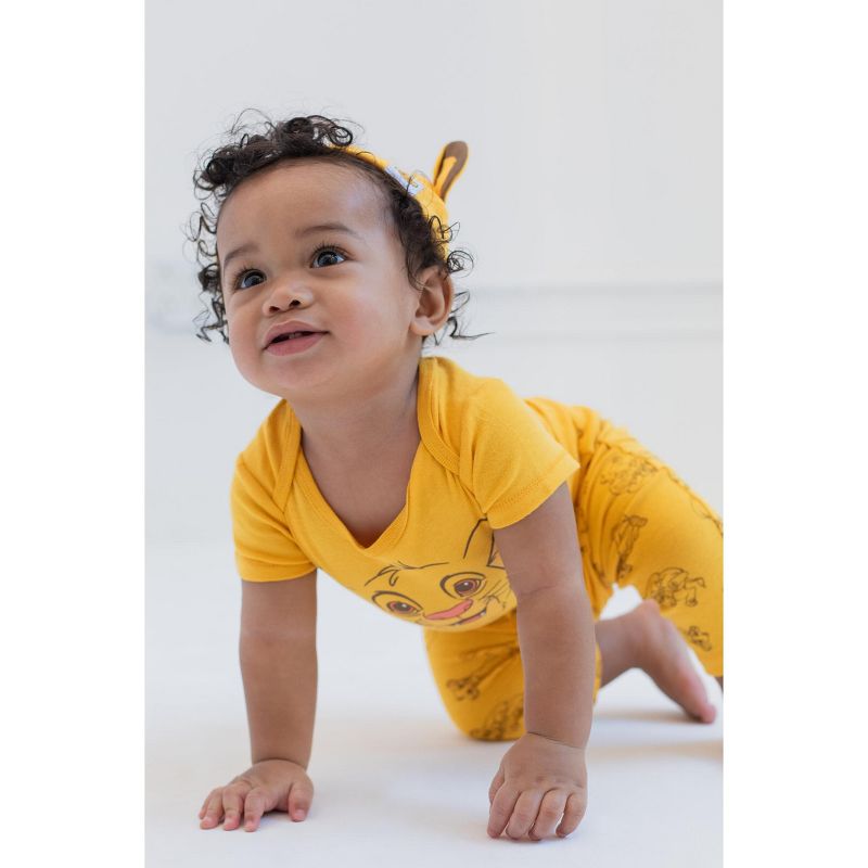 Disney Classics Winnie the Pooh Lion King Bambi Baby Bodysuit Pants and Hat 3 Piece Outfit Set Newborn to Infant, 4 of 9