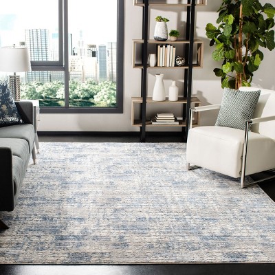 Amelia Blue and Grey Abstract Pattern 8' x 10' Synthetic Area Rug