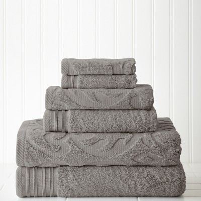 Modern Threads 6 Piece Jacquard Medallion Swirl Towel Set