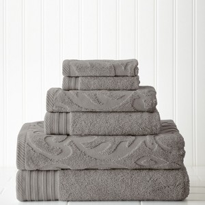 Modern Threads 6 Piece Jacquard Medallion Swirl Towel Set - 1 of 1