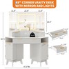 Fluted Vanity Desk with Mirror and Adjustable Lights, Makeup Vanity Desk with 4 Drawers, Built-in Power Outlet & USB, Makeup Table for Bedroom - 2 of 4