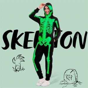 Joyfy Halloween Skeleton Pajama Glow-in-the-Dark Skeleton Costume Jumpsuit Adult Women for Halloween Cosplay Party - 1 of 4
