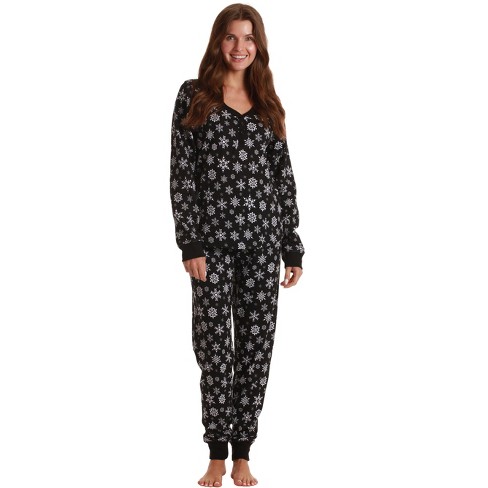 followme Buffalo Plaid 2 Piece Thermal Pajama Set For Women -jogger Winter  Christmas Pjs 6372-10510-blk-s : Target