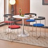 Folding Dining Chair Upholstered Dinner Chair Armchair with Padded Seat&Chrome Frame, Blue/Red - Modernluxe - 2 of 4