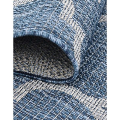 Unique Loom 6' 1 x 9' 0 Rectangle Indoor/Outdoor Trellis Navy Blue Area Rug