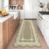 Washable Scalloped Living Room Rugs, Modern Floral Print Area Rug for Bedroom Dining Room, Non Slip Home Decor Carpet - 3 of 4