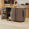 JUJABU 51.2 in. W Geometric Twill Stripe Textured Design Kitchen Island with Drop Leaf, Internal Storage Rack - 2 of 4