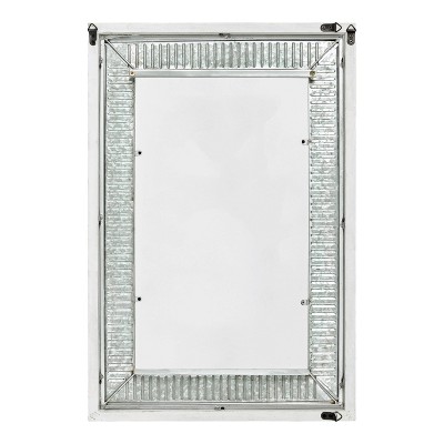Deely 34.4" Rustic White Wooden Frame Wall Mirror with Galvanized Metal