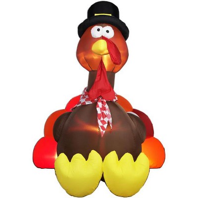 Gemmy Airblown Turkey, 6 ft Tall, Multicolored