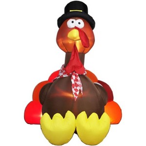 Gemmy Airblown Inflatable Turkey, 6 ft Tall, Multicolored - 1 of 4