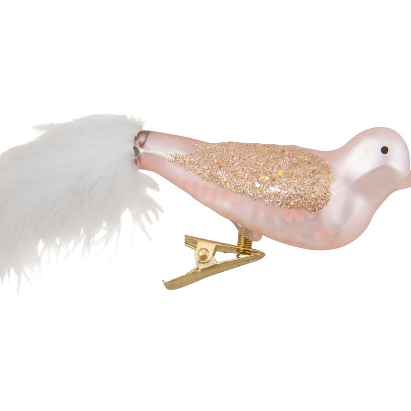 Northlight 5.5" Rose Gold Bird with Feather Tail Glass Clip-On Christmas Ornament, 5 of 7