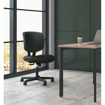 ErgoFlex Black Leather Swivel Task Chair with Lumbar Support