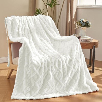 Inhand Fleece Throw Blanket – 50"x60" Super Soft Lightweight Blanket with 3D Jacquard Weave Pattern Blanket for Couch and Bed