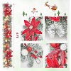Christmas Garland for Fireplace, 6ft Pre Lit Xmas Garland with Artificial Flowers Pinecones Ball Ornaments for Mantle Fireplace Stairs - 3 of 4