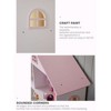 Angel Sar Wooden Bookshelf, 3-Tier Kids Bookshelf with Dollhouse Design, Toy Storage Organizer for Bedroom Playroom, Pink & White - 4 of 4